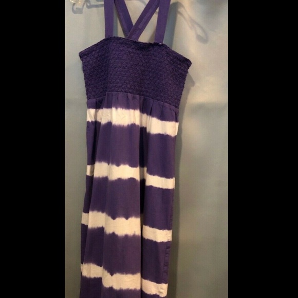 Set of 2 TIE DYE Smocked Girls Sundresses PURPLE AQUA Sisters Twins Sizes 8 10 - Picture 10 of 12